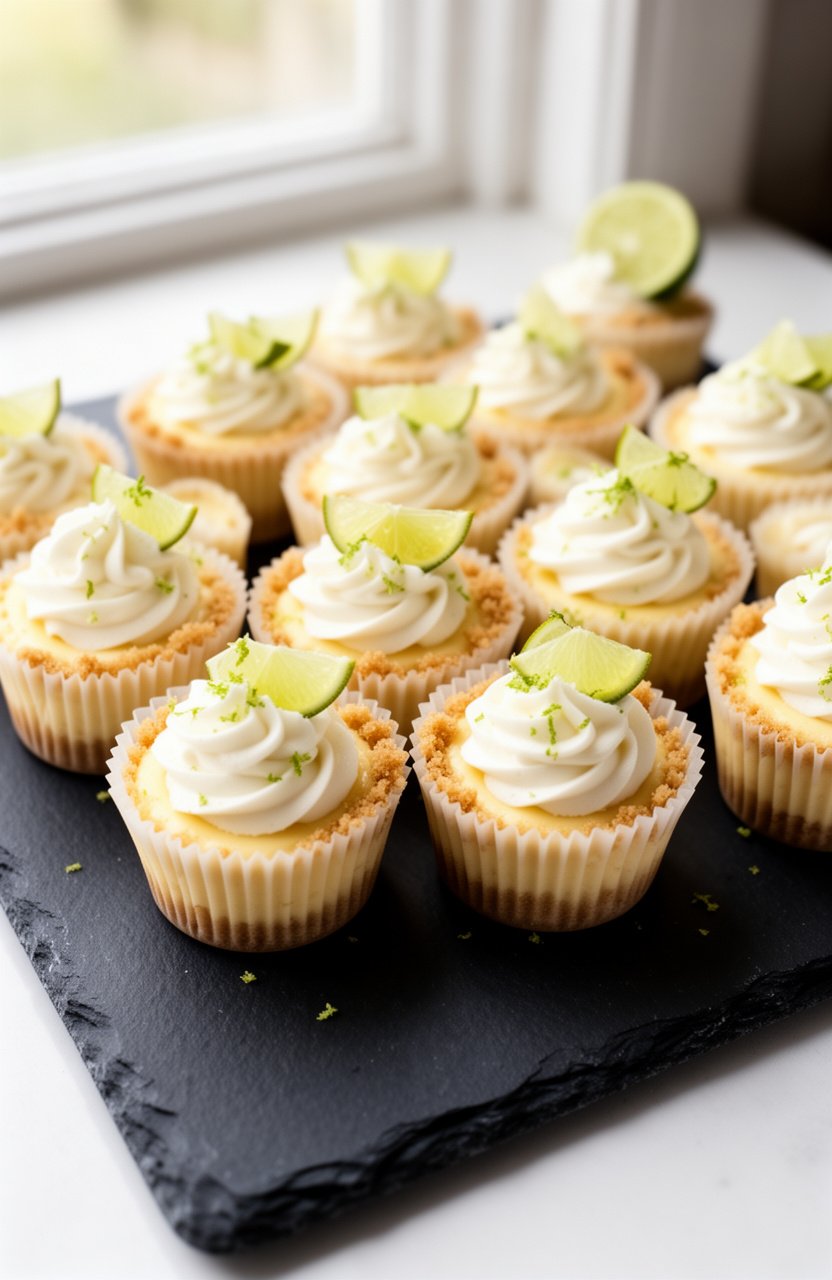 Fancy Dessert Table Mini No-Bake Key Lime Cheesecakes