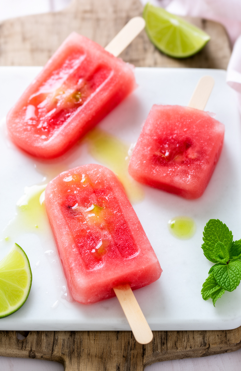 Easy Watermelon Popsicles with Fresh Lime Juice (No Sugar Summer Treat)