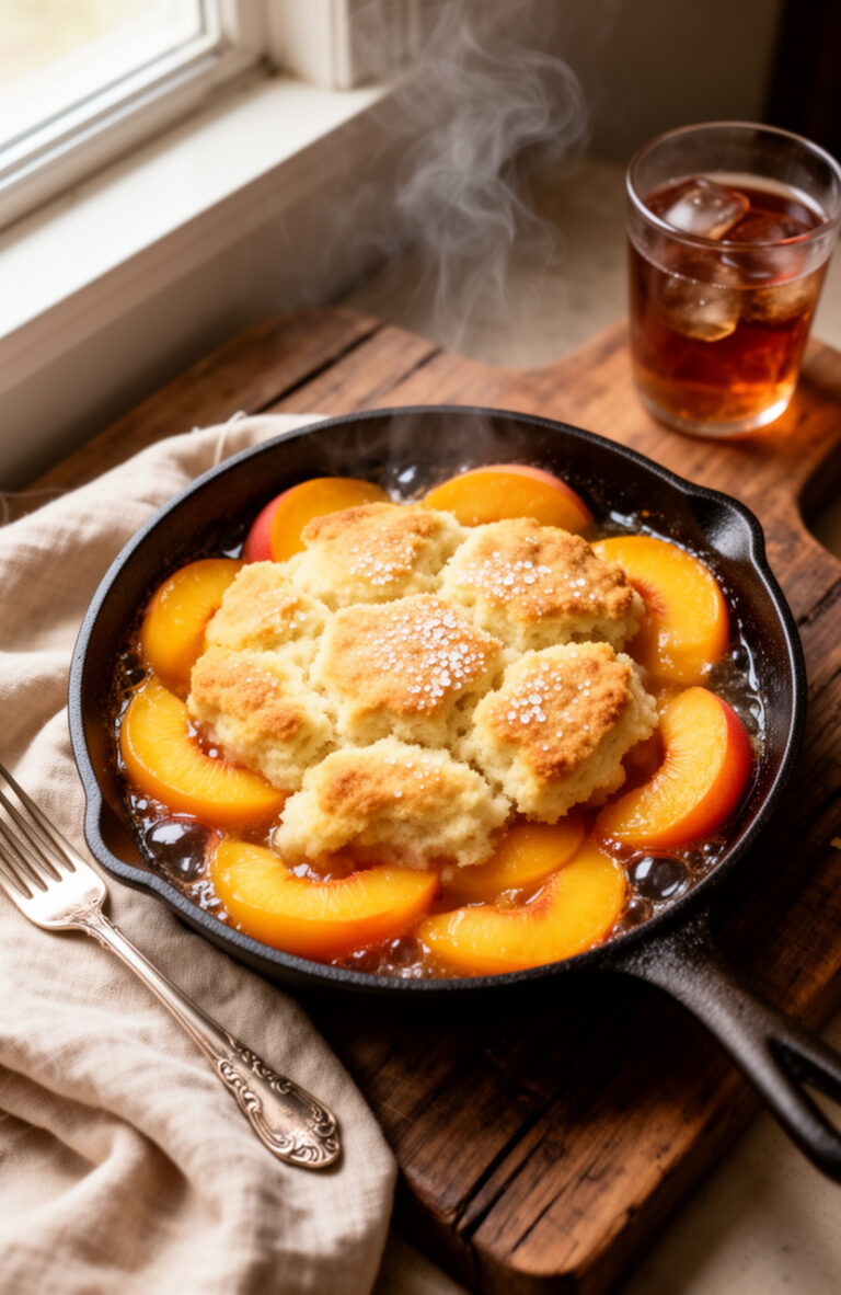 Homemade Peach Cobbler with Fresh Peaches and Buttery Crust