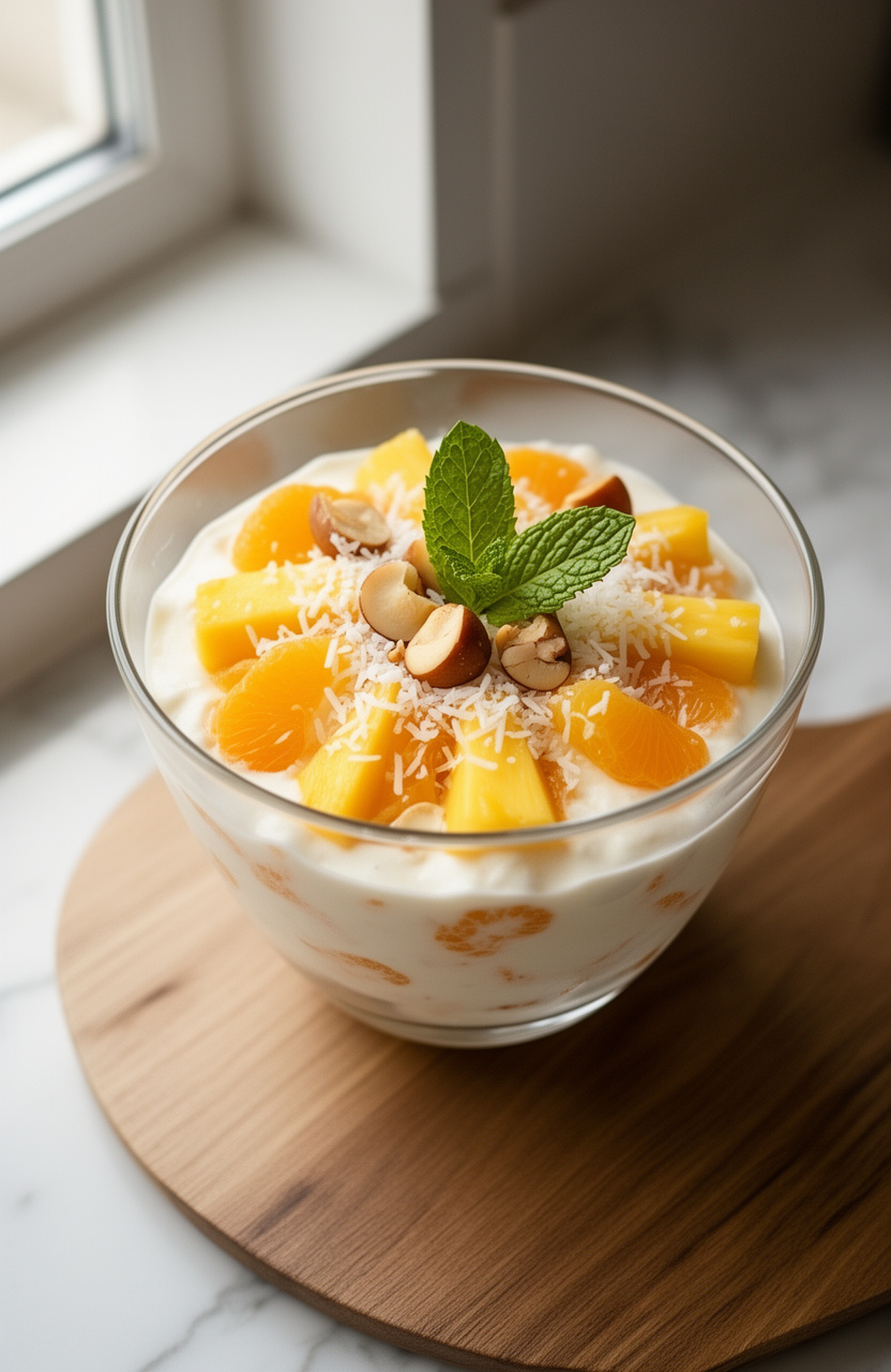 Light Summer No-Bake Tropical Fruit Cream Dessert