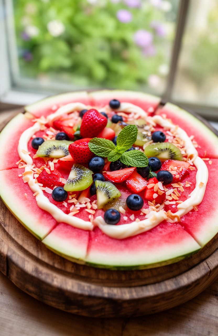 Refreshing Watermelon Dessert Pizza (No Bake) for Hot Days