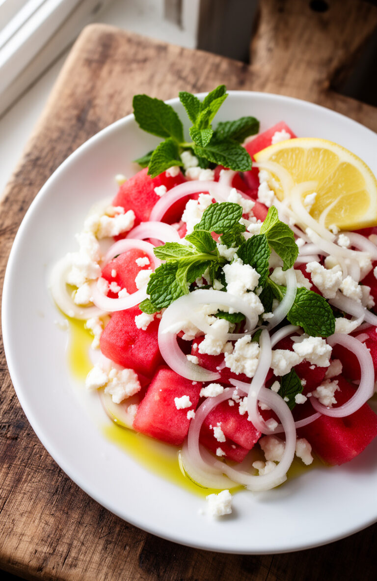 Refreshing Watermelon Feta Mint Salad for Hot Summer Days