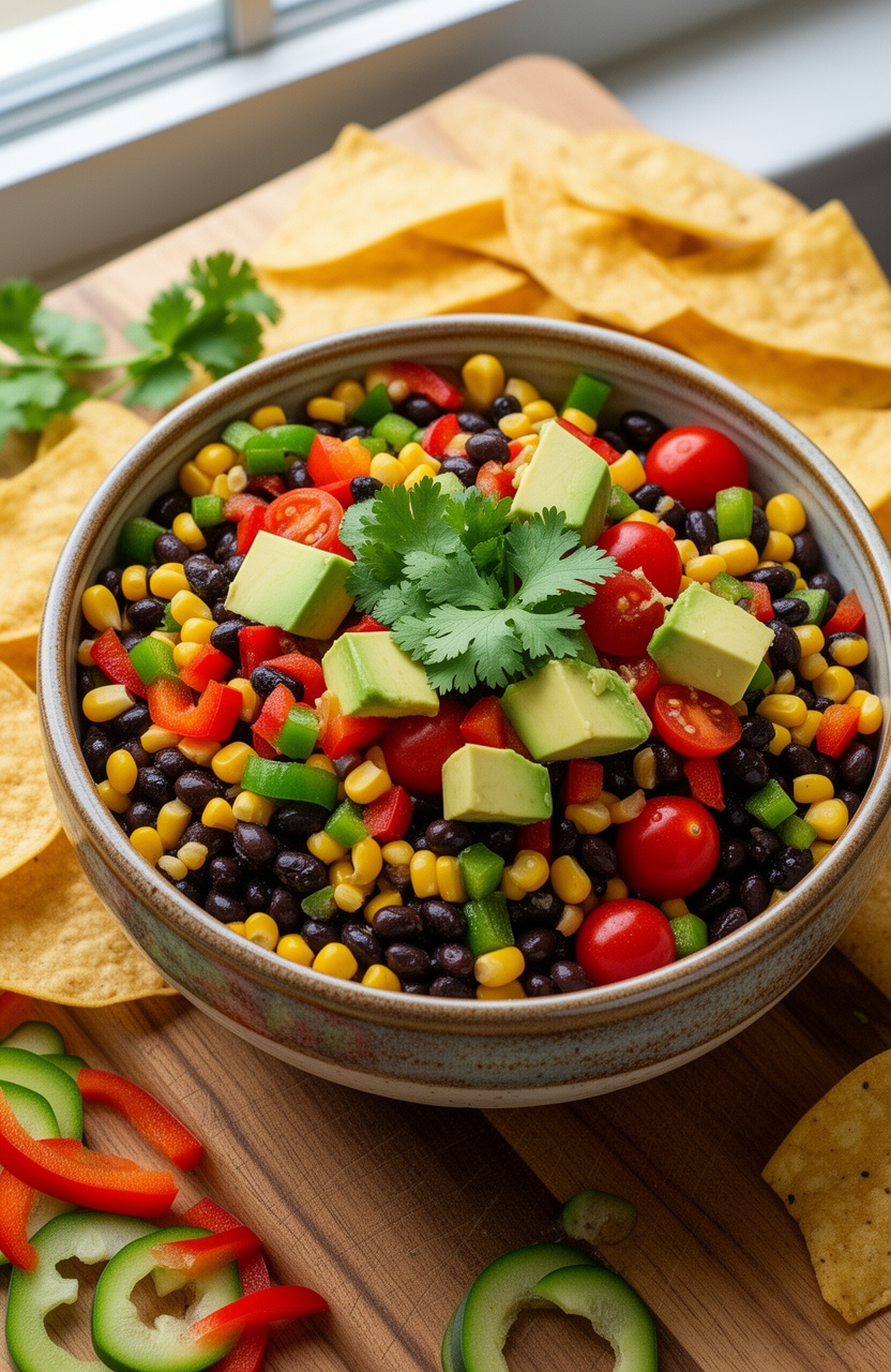 Simple Cowboy Caviar Dip for Graduation Party Chips and Veggie Platter