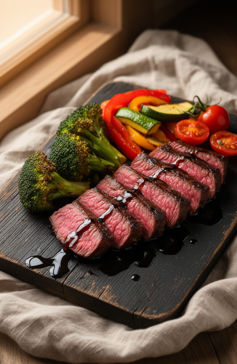 Balsamic Glazed Steak with Roasted Vegetables