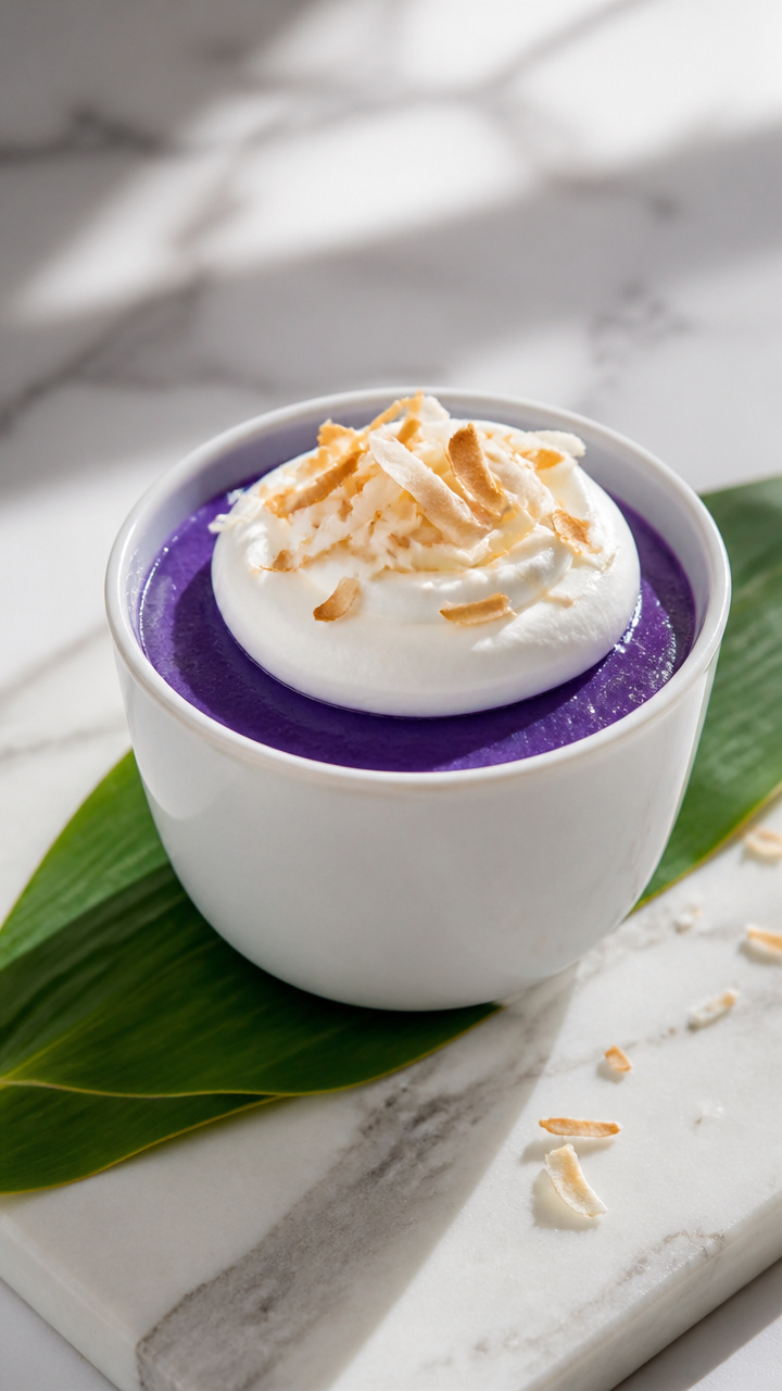 Chilled Ube Coconut Pudding Cups For Tropical Dessert Lovers