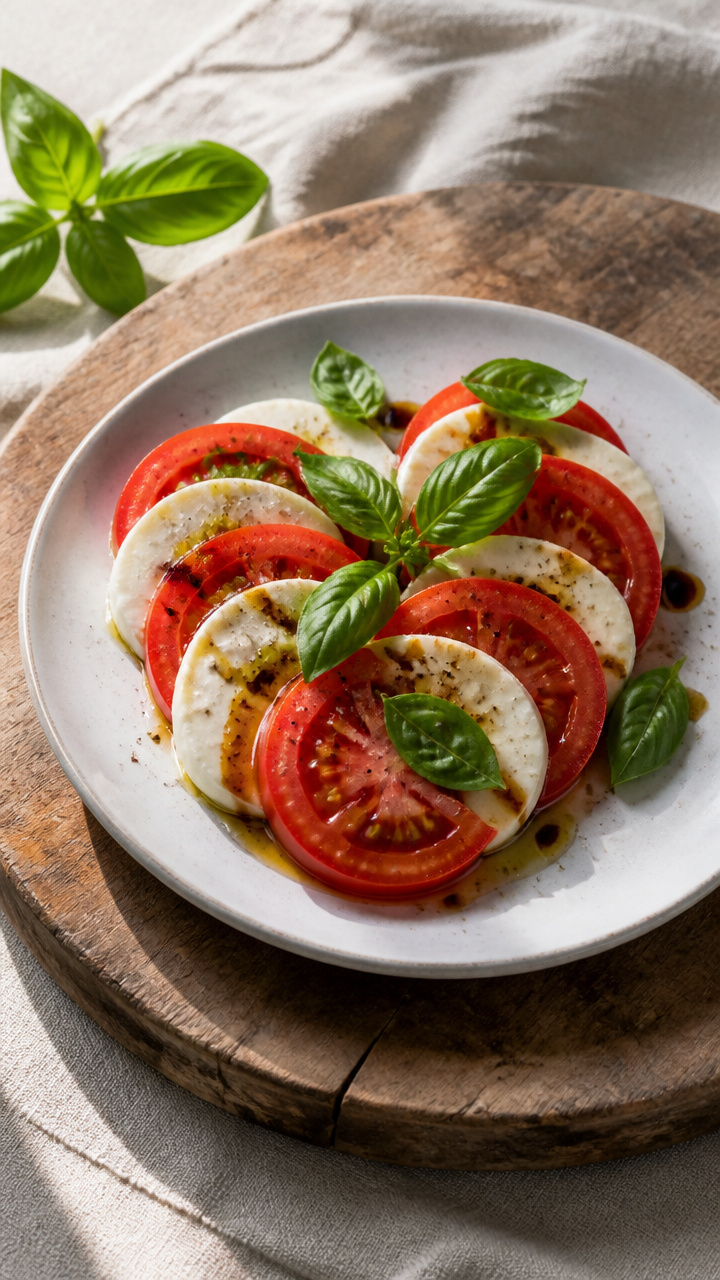 Classic Caprese Salad with Fresh Basil and Tomatoes
