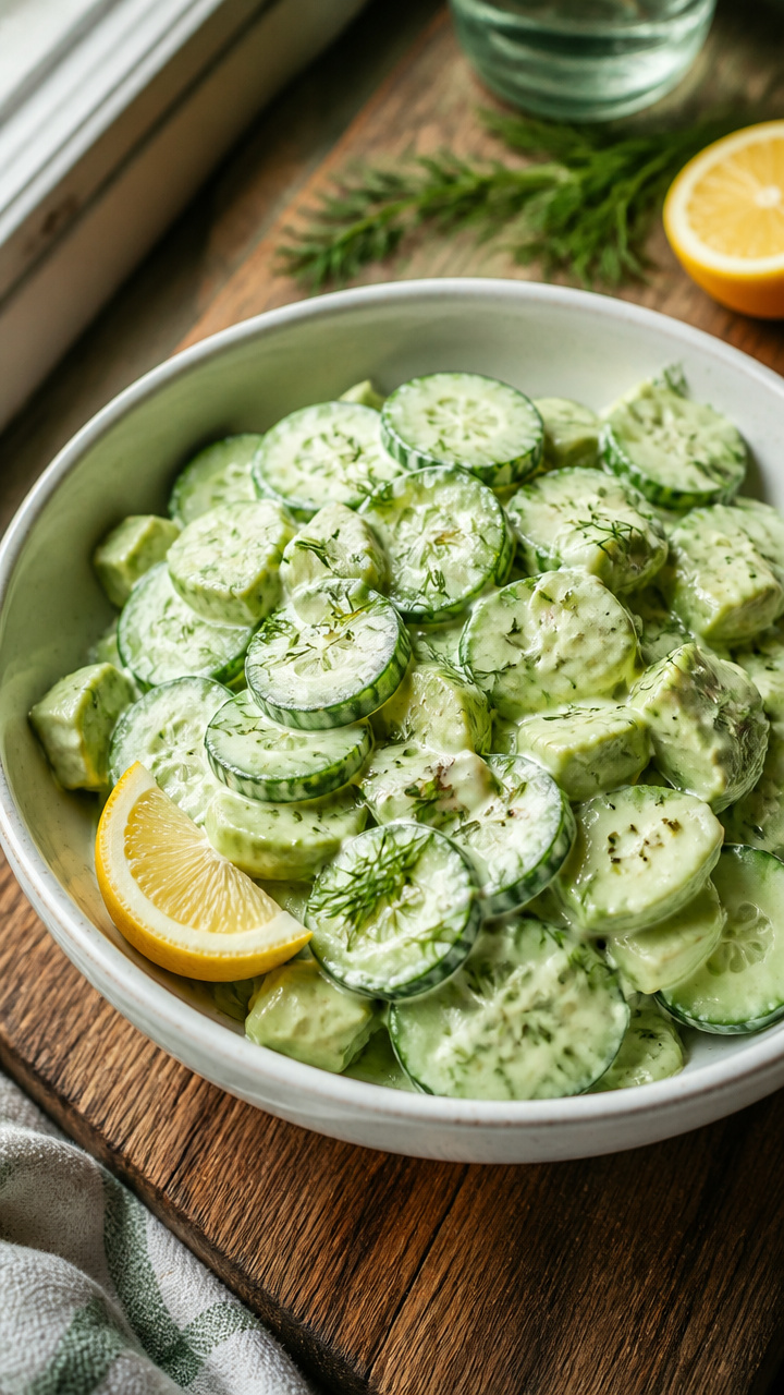 Creamy Cucumber Avocado Salad with Greek Yogurt