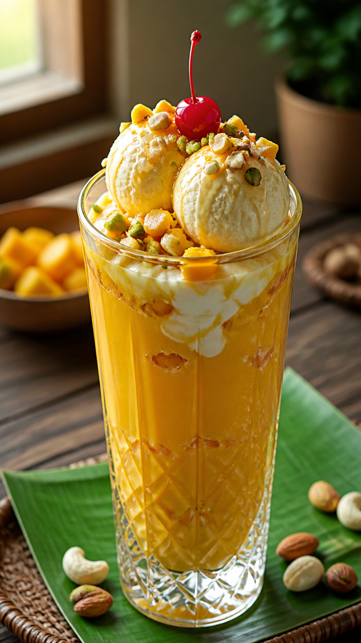 Creamy Mango Mastani Indian Dessert Drink For Summer Evenings