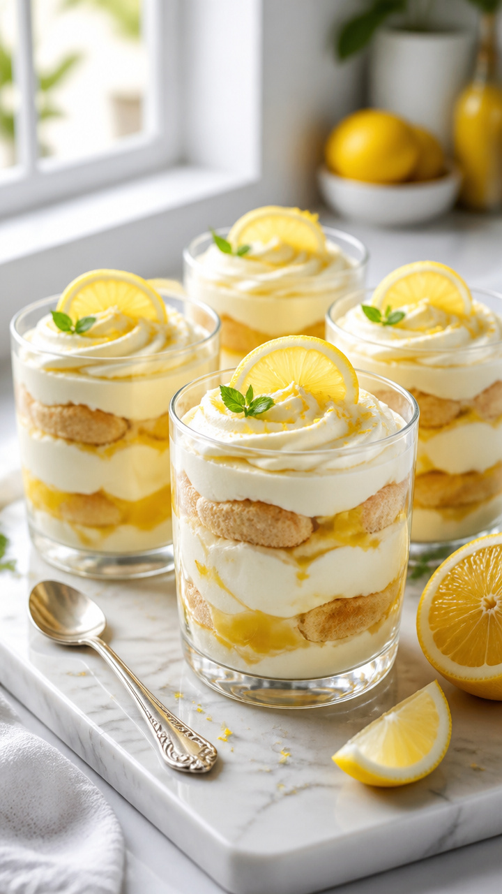 Easy Lemon Tiramisu Cups Without Oven Baking