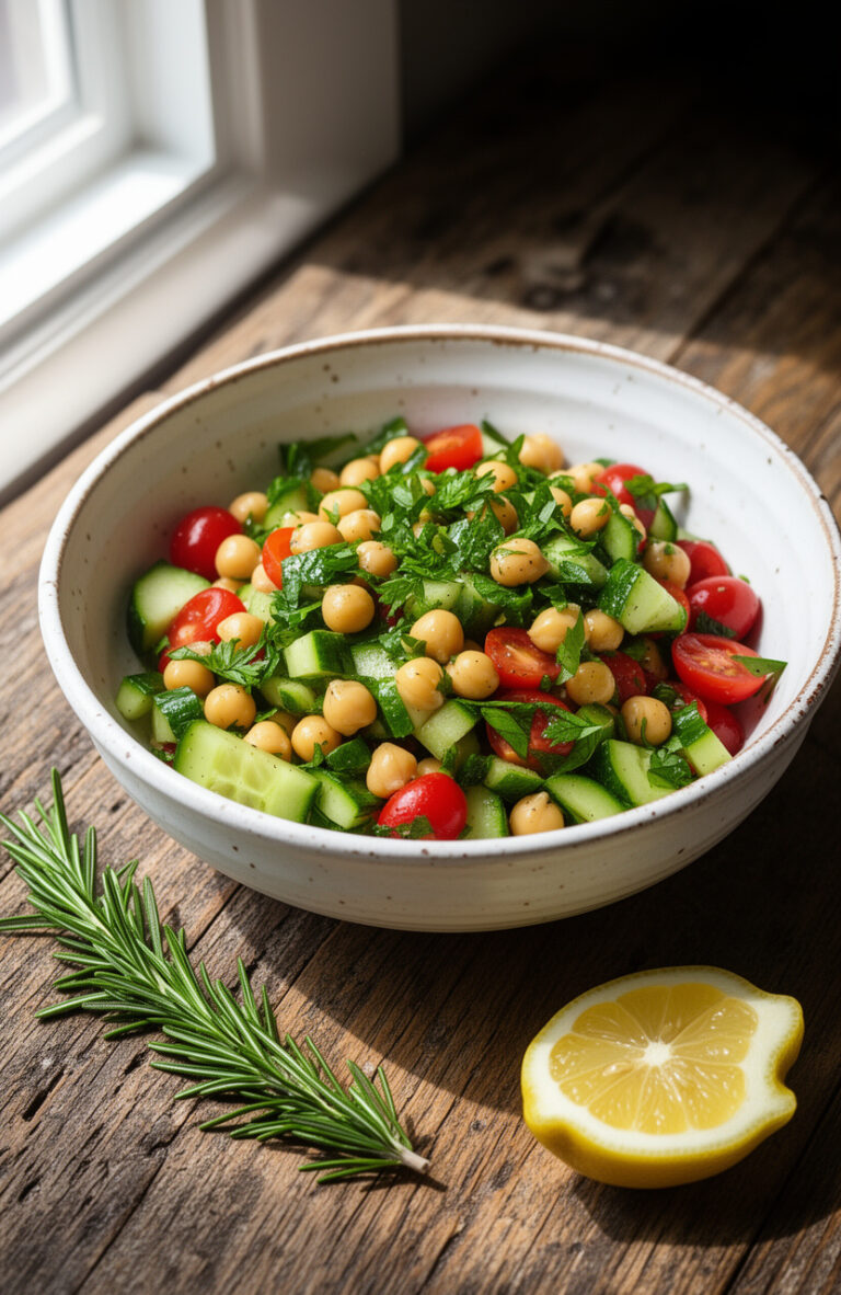 Easy Mediterranean Chickpea Cucumber Summer Salad