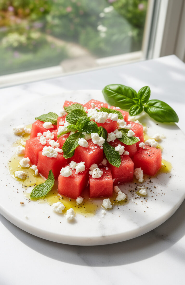 Easy Watermelon Feta Mint Summer Salad Recipe