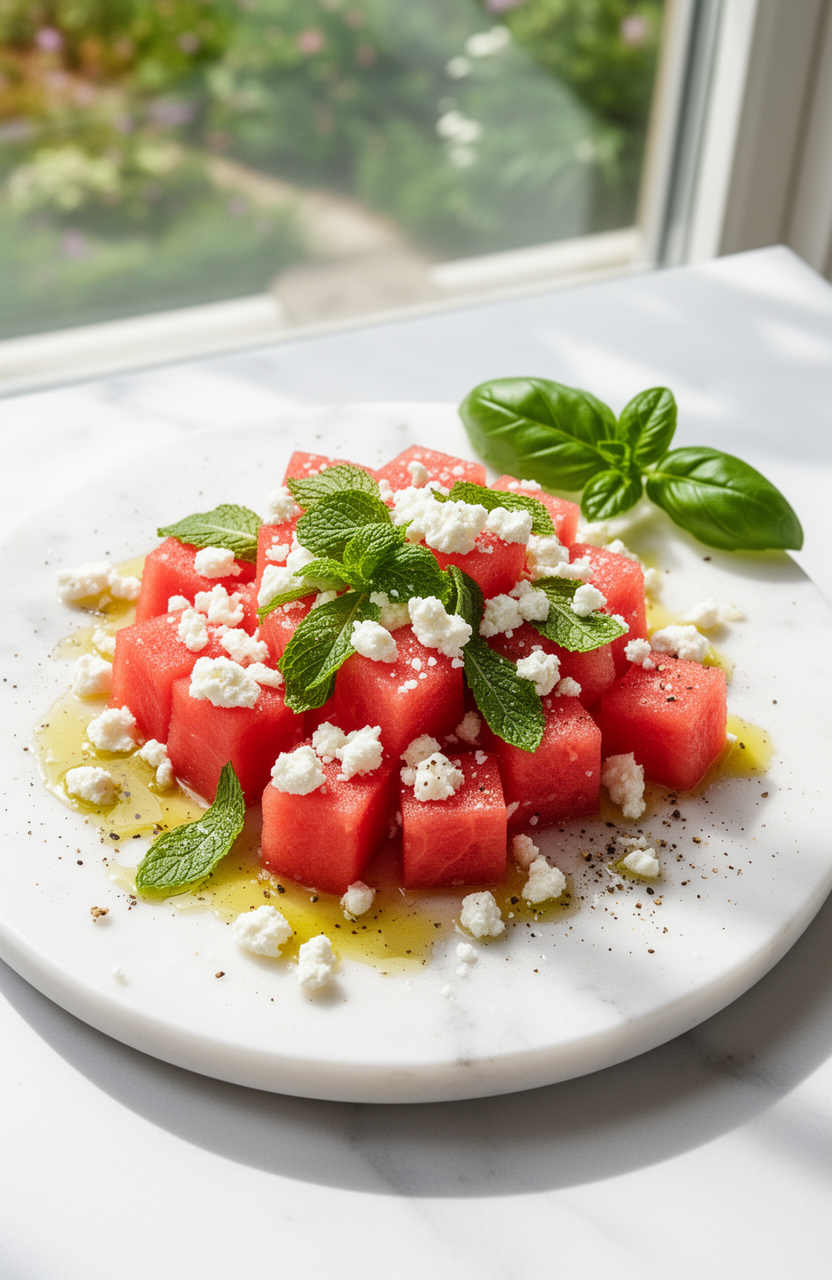 Easy Watermelon Feta Mint Summer Salad Recipe