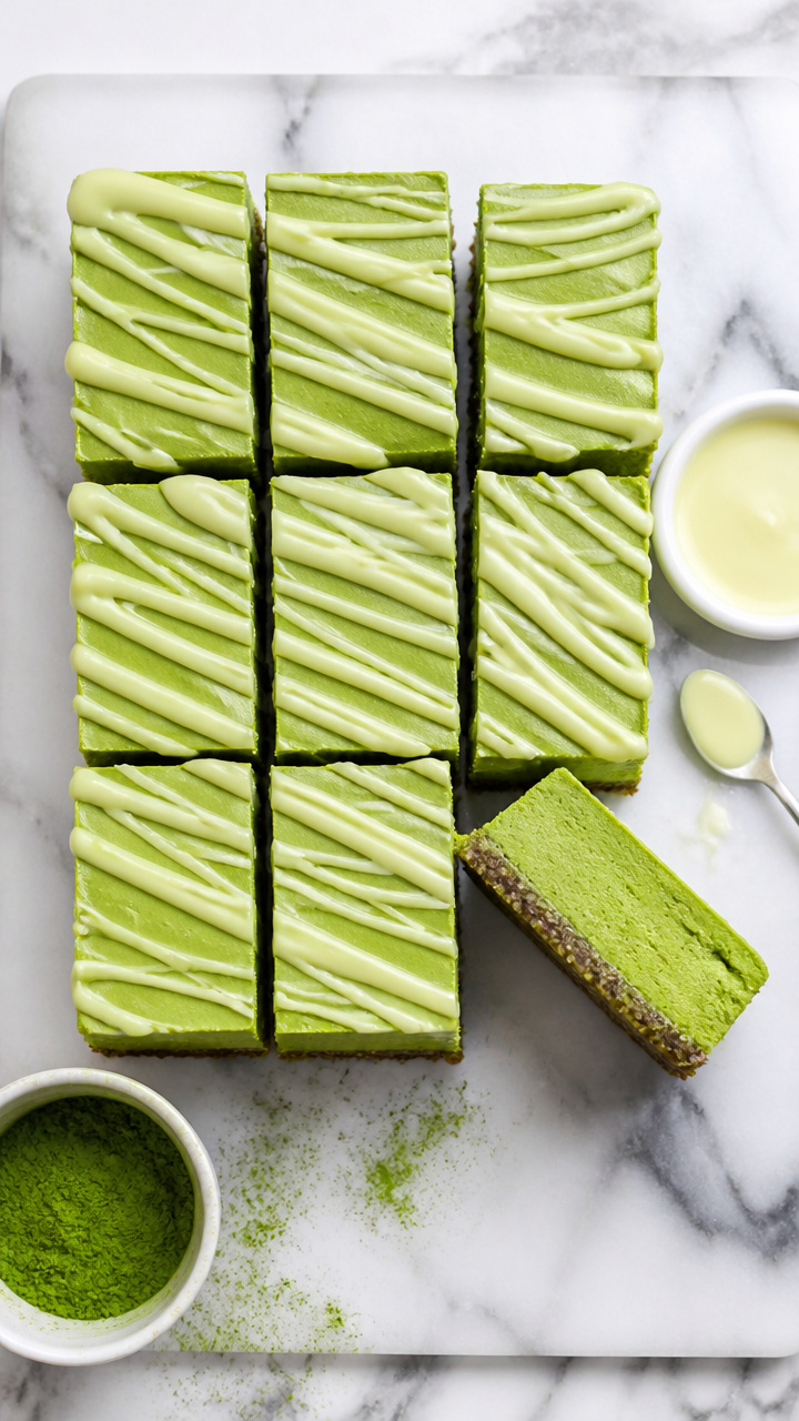 Frozen Matcha White Chocolate Cheesecake Bars For Matcha Lovers
