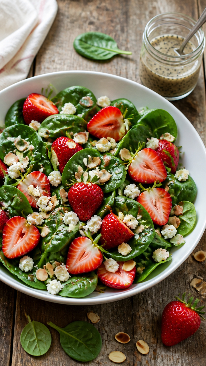 Healthy Strawberry Spinach Salad with Poppy Seed Dressing