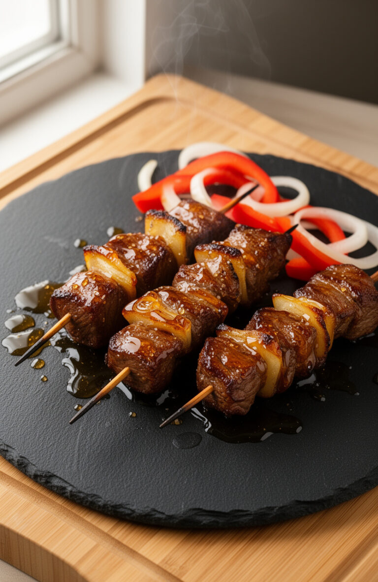 Honey Garlic Marinated Steak Skewers on the Grill