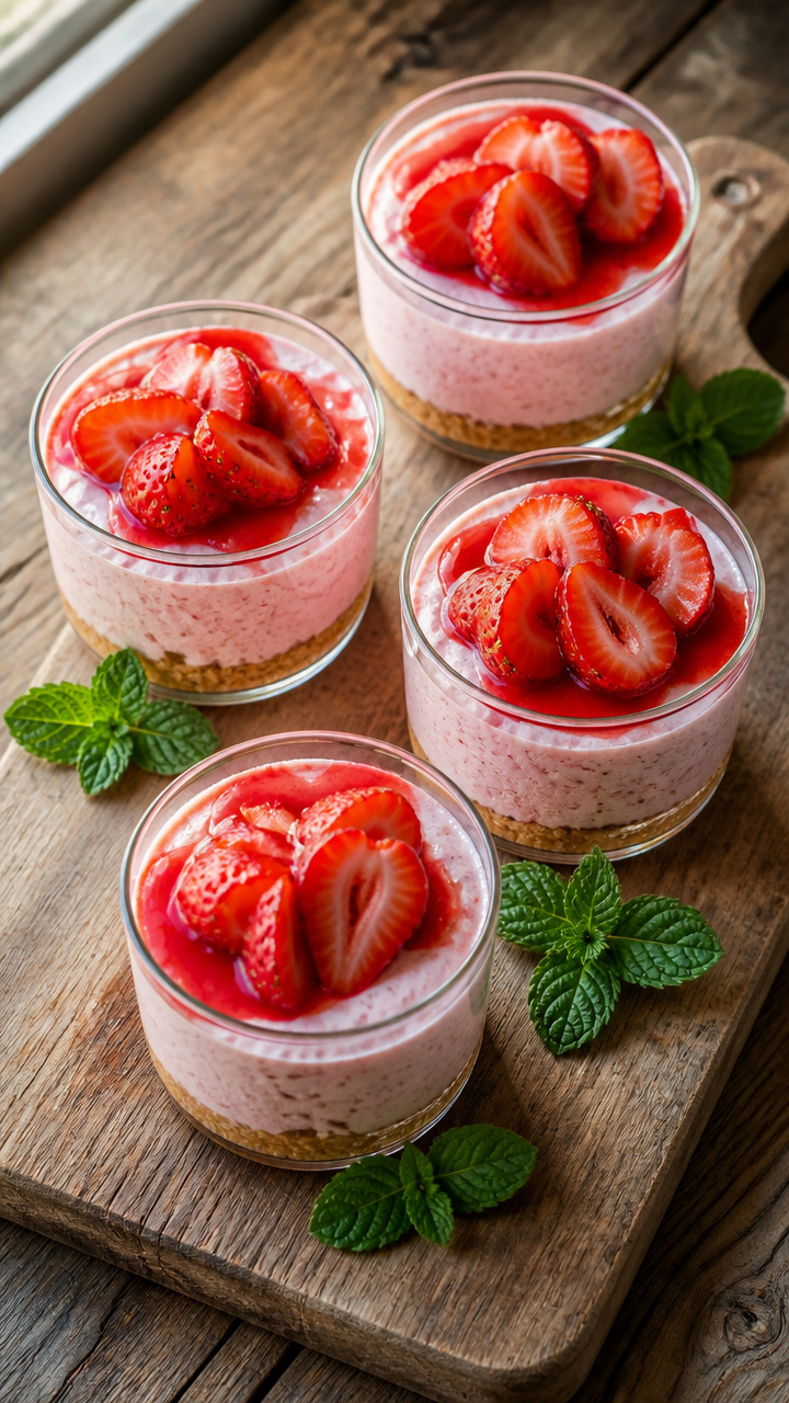 No-Bake Strawberry Cheesecake Cups Ready In 15 Minutes