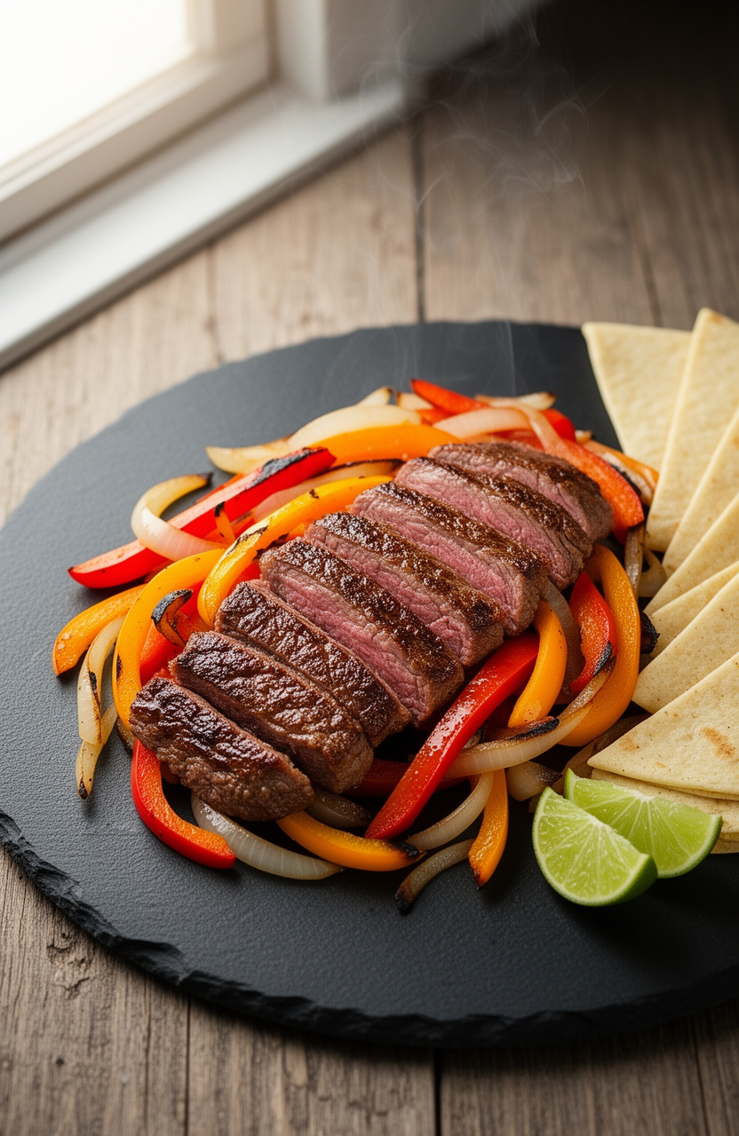 Sizzling Steak Fajitas with Peppers and Onions
