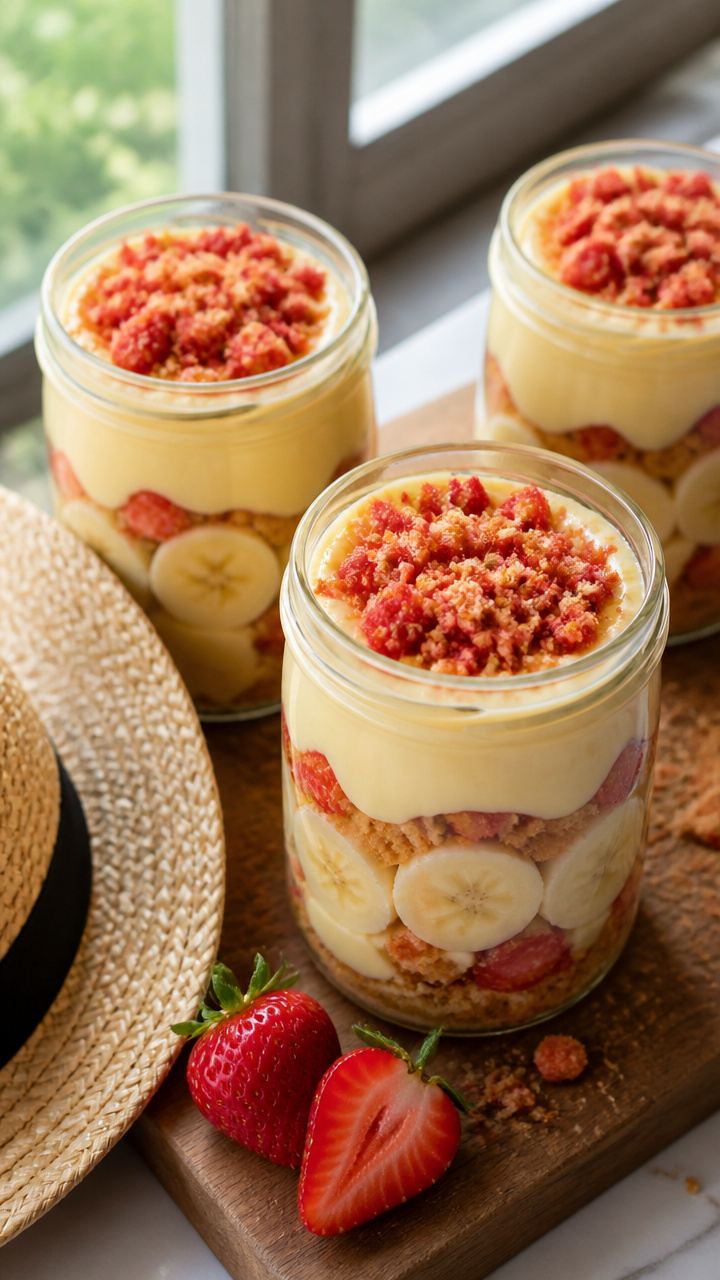 Strawberry Crunch Banana Pudding Cups For Family Cookouts