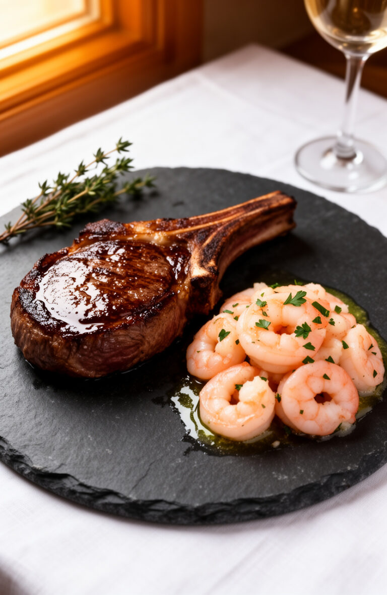 Surf and Turf Steak with Garlic Butter Shrimp