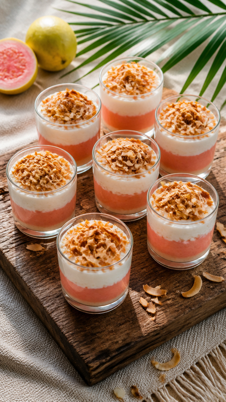 Tropical Guava Coconut Dessert Cups For Summer Picnic Tables