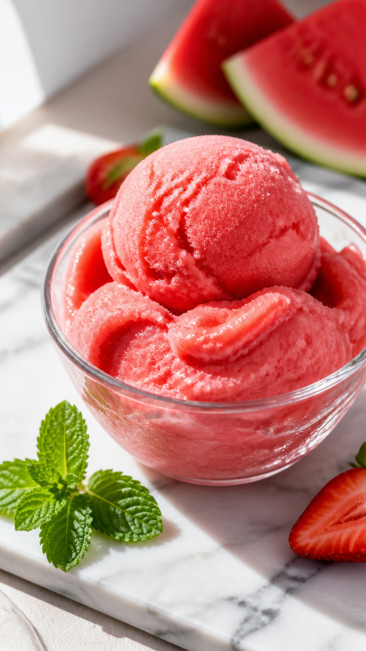 Watermelon Strawberry Sorbet Without An Ice Cream Maker