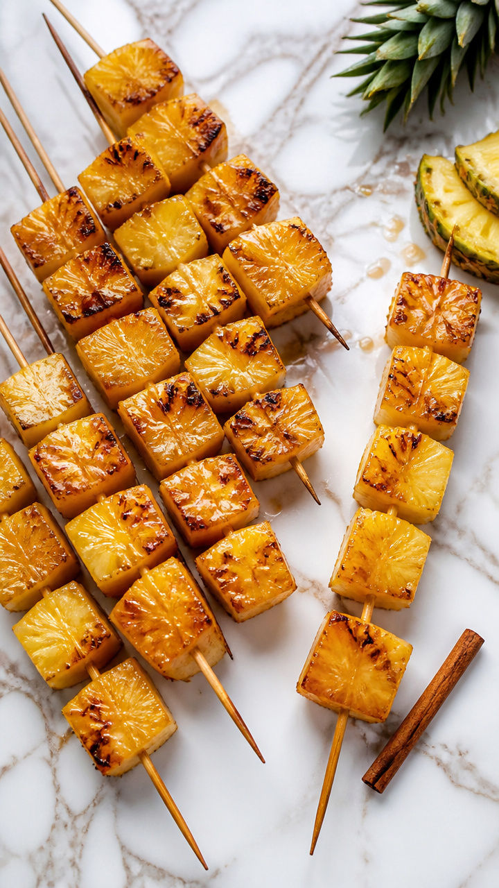 Brown Sugar Grilled Pineapple Dessert Skewers