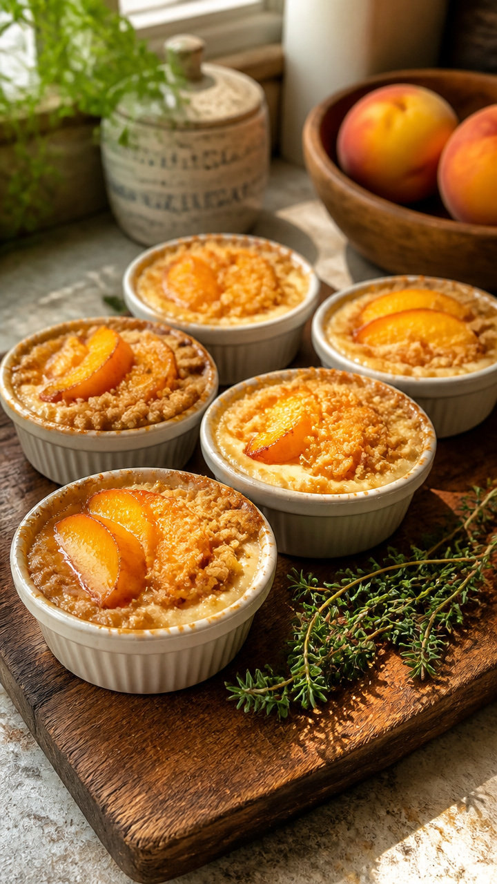 Easy Peach Cobbler Cheesecake Cups With Vanilla Crumble