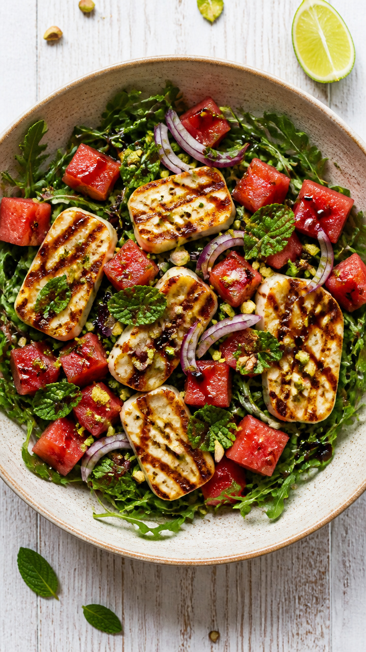 Grilled Halloumi and Watermelon Summer Salad
