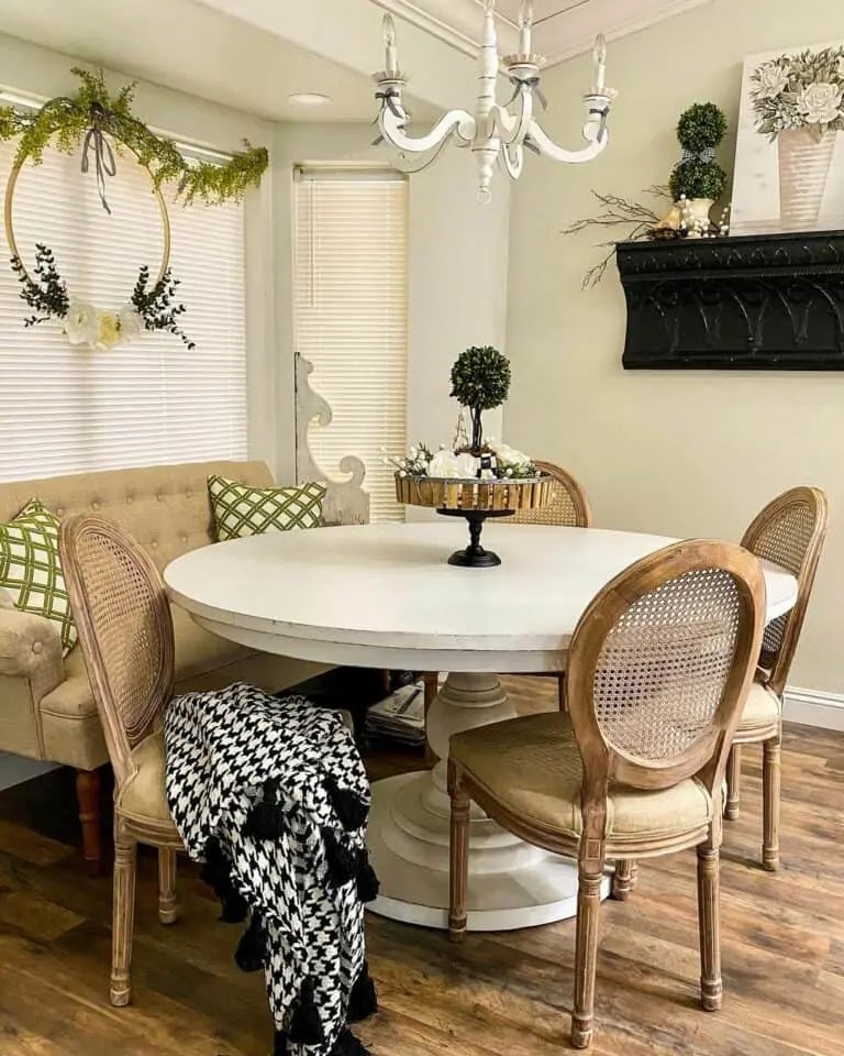Beige Bench in Bay Window