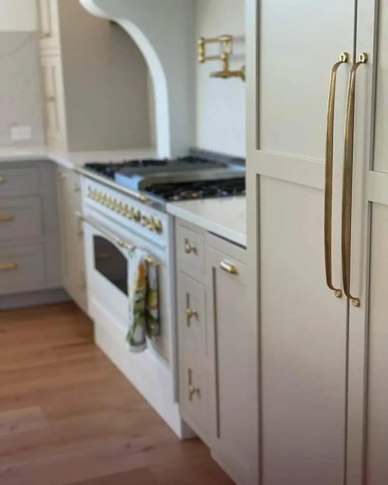 Beige cabinets gold handles