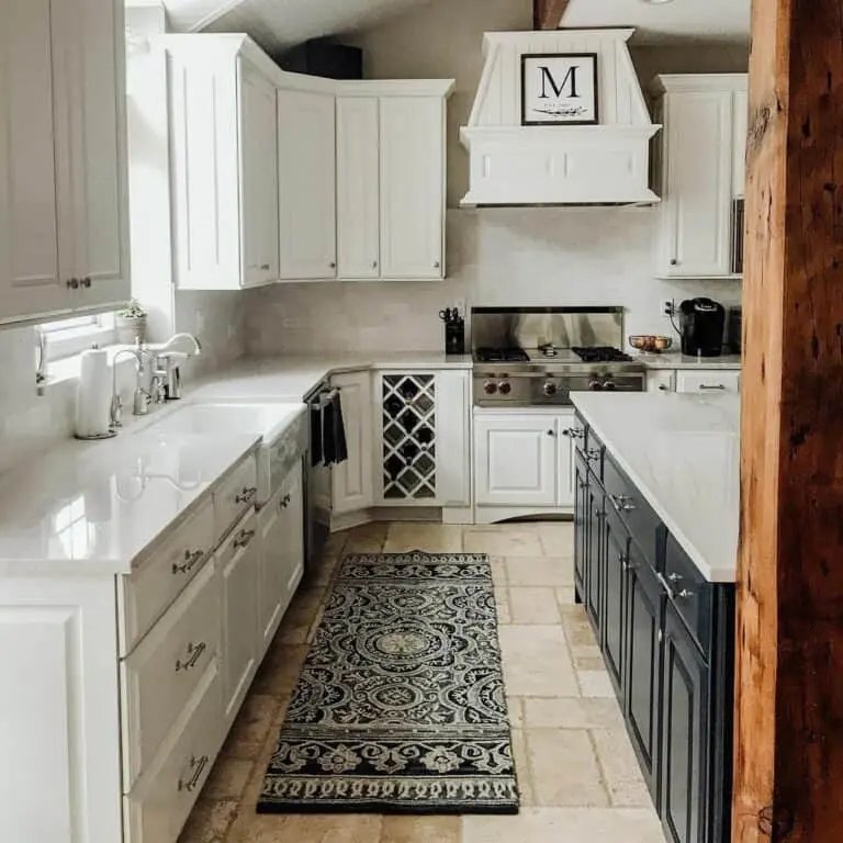 Black and white farmhouse kitchen