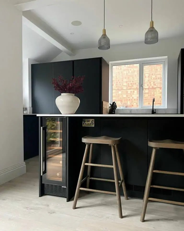 Black cabinets and island
