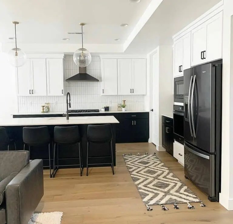 Black island with glass pendants