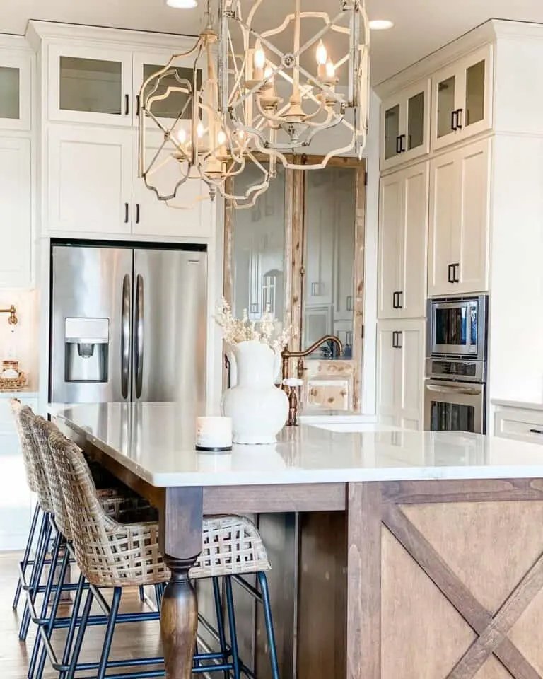 Chandelier Over Marble Table