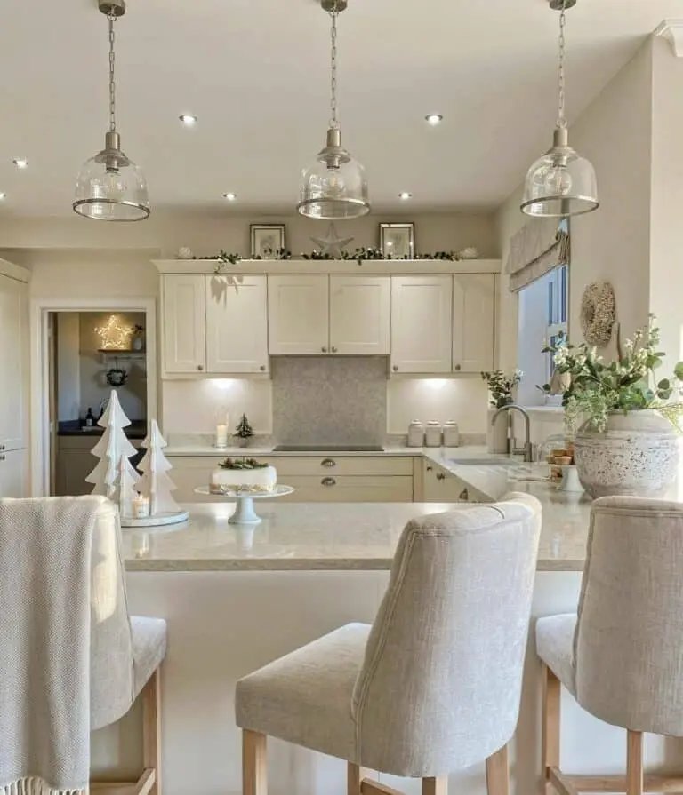 Cream Cabinets with Festive Accents