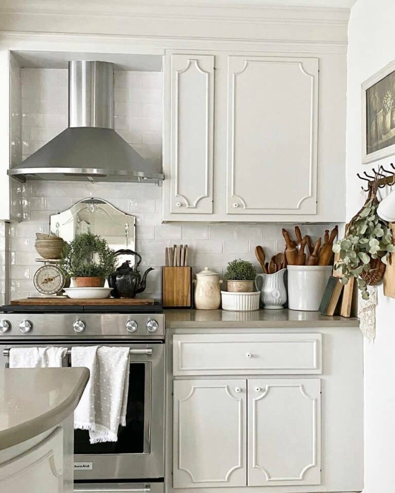 Embellished cabinets with steel appliances