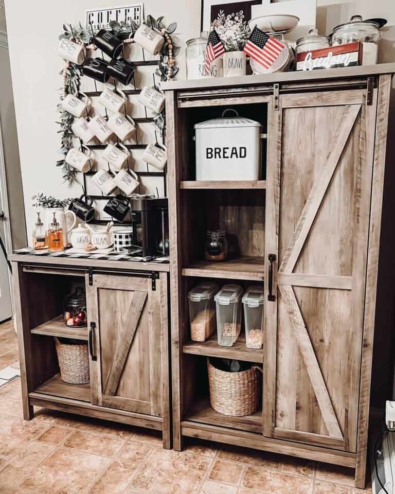 Farmhouse Sliding Pantry Cabinets