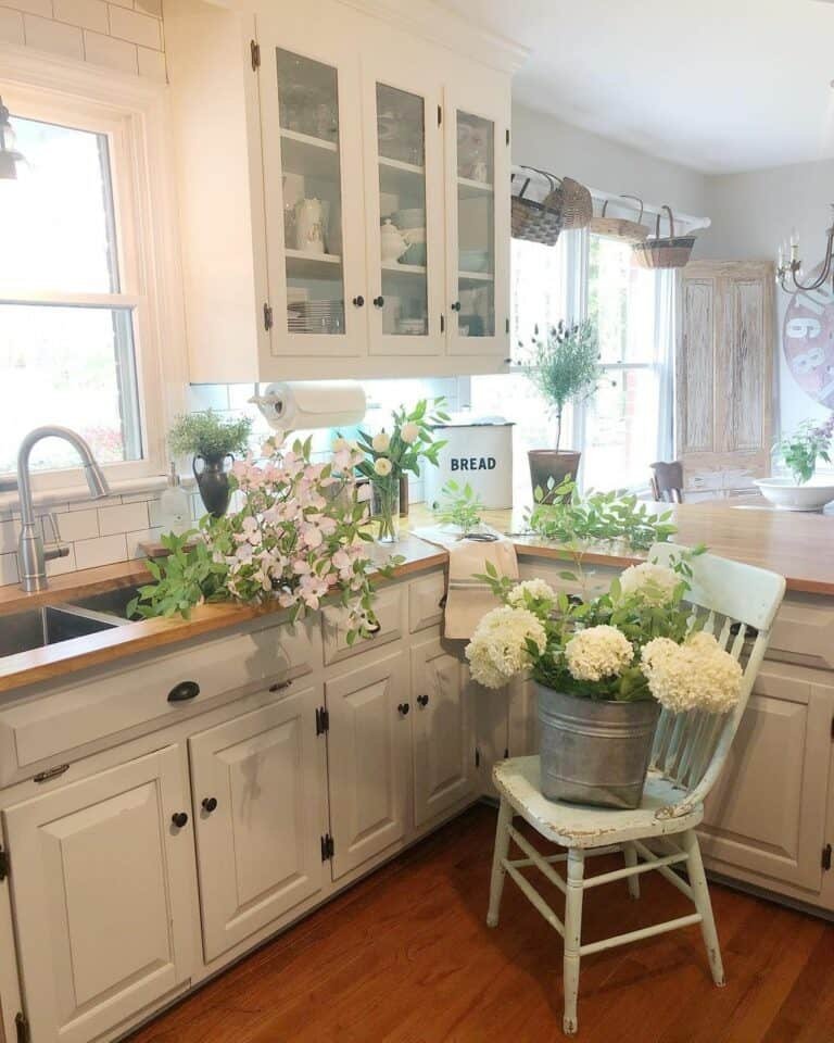 Flowers on Butcher Block