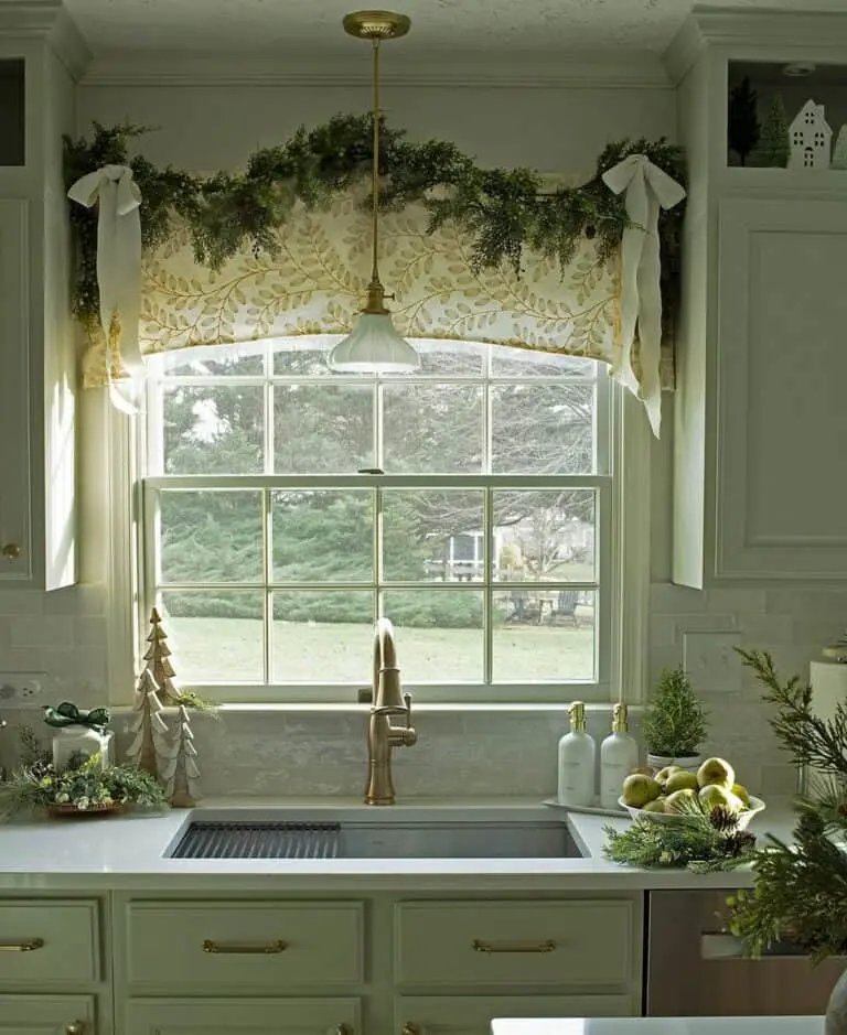French Cottage Kitchen with Pine Garland