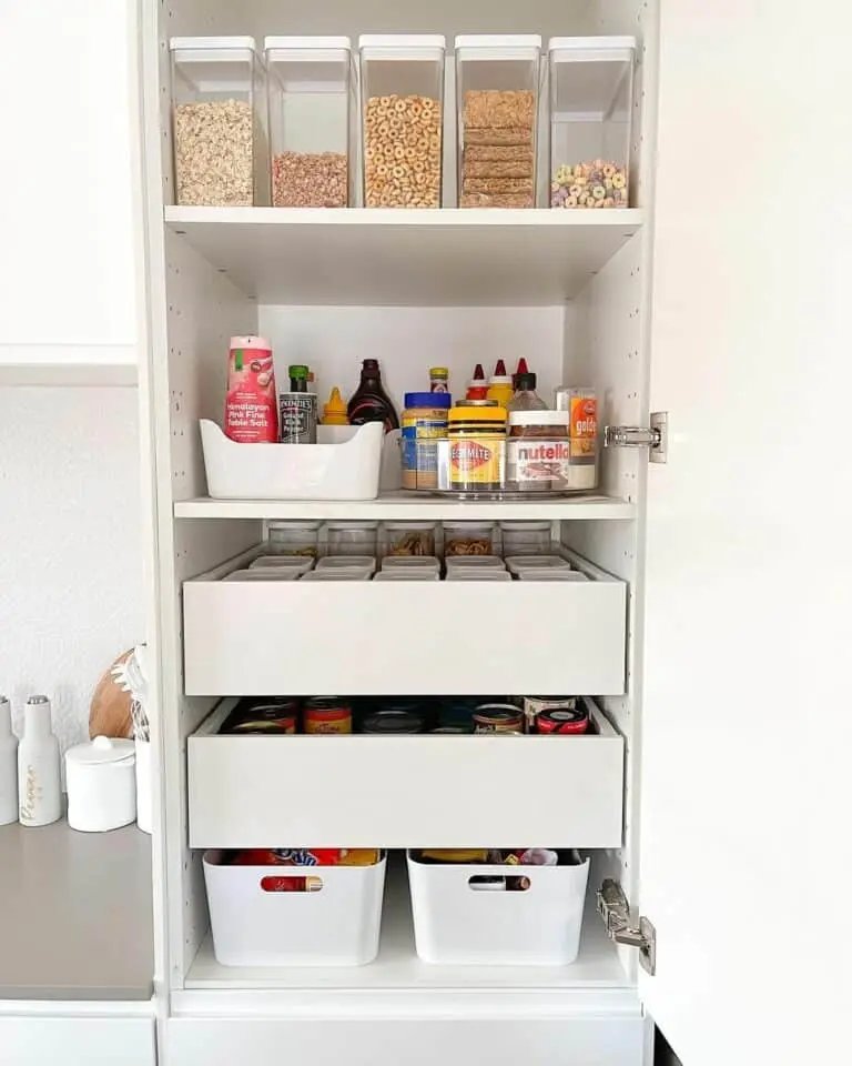 Gray Baskets and Turntable Drawers