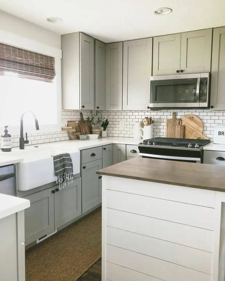 Gray Cabinets with Black Accents