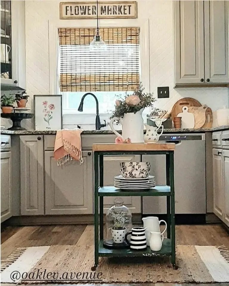 Gray Cabinets with Black Handles