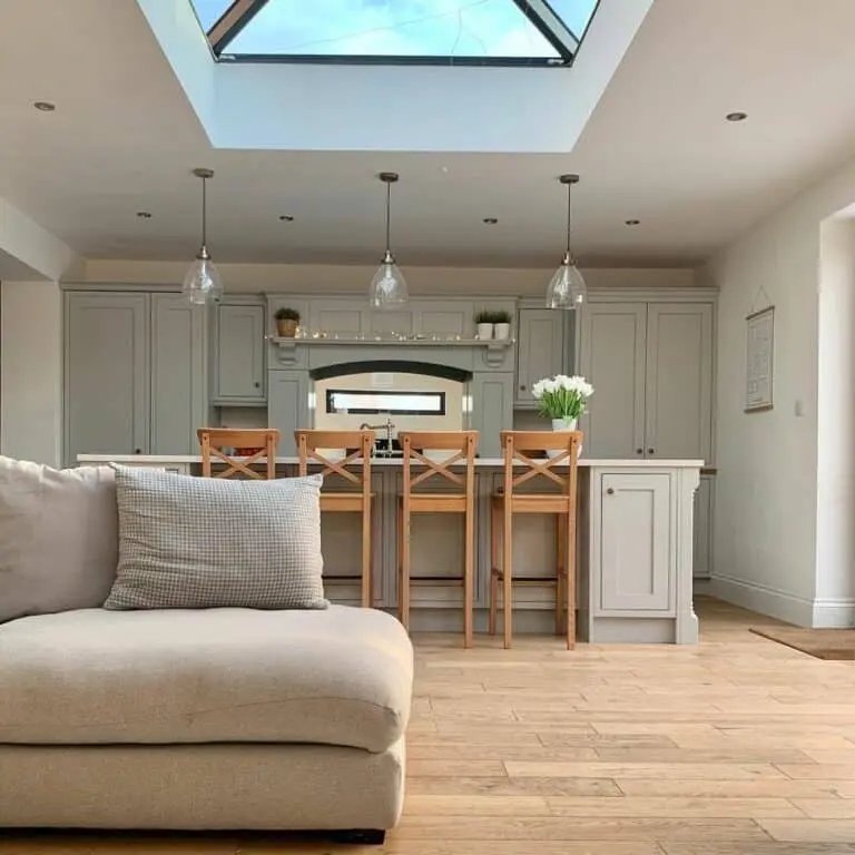 Gray Sofa and Matching Cabinets