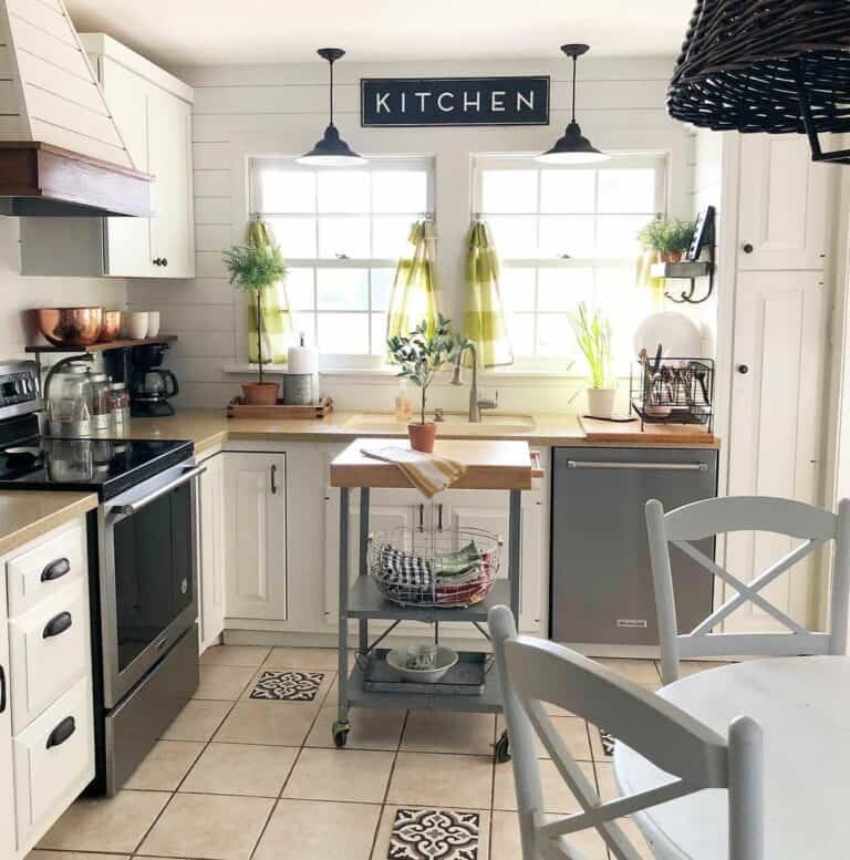 Gray Wood Kitchen Cart