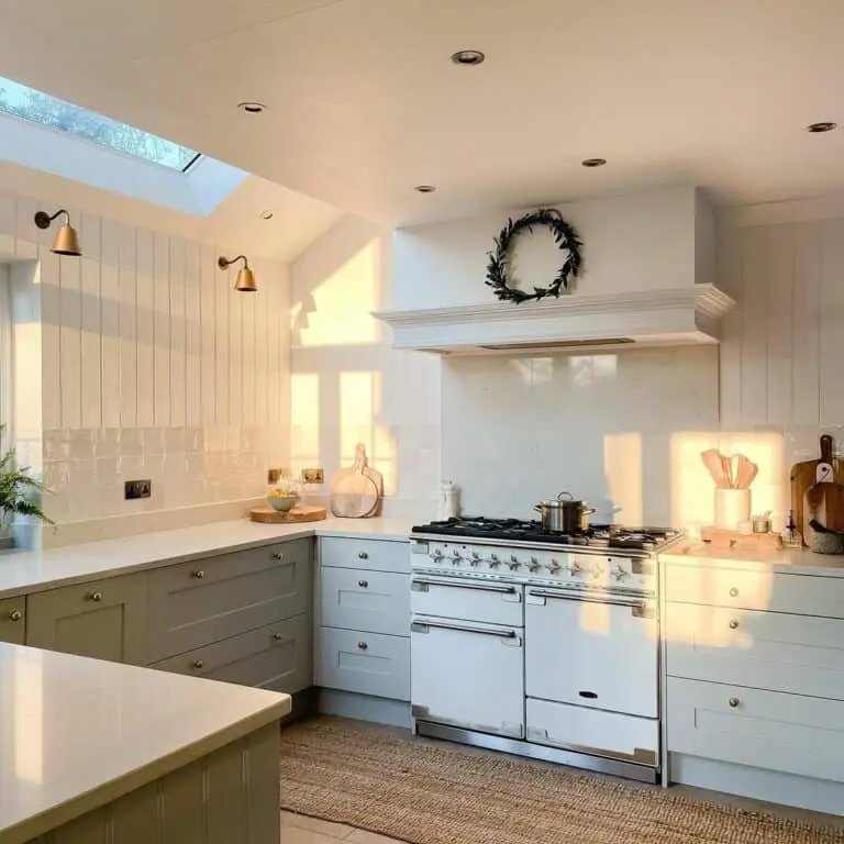 Light gray shaker cabinets