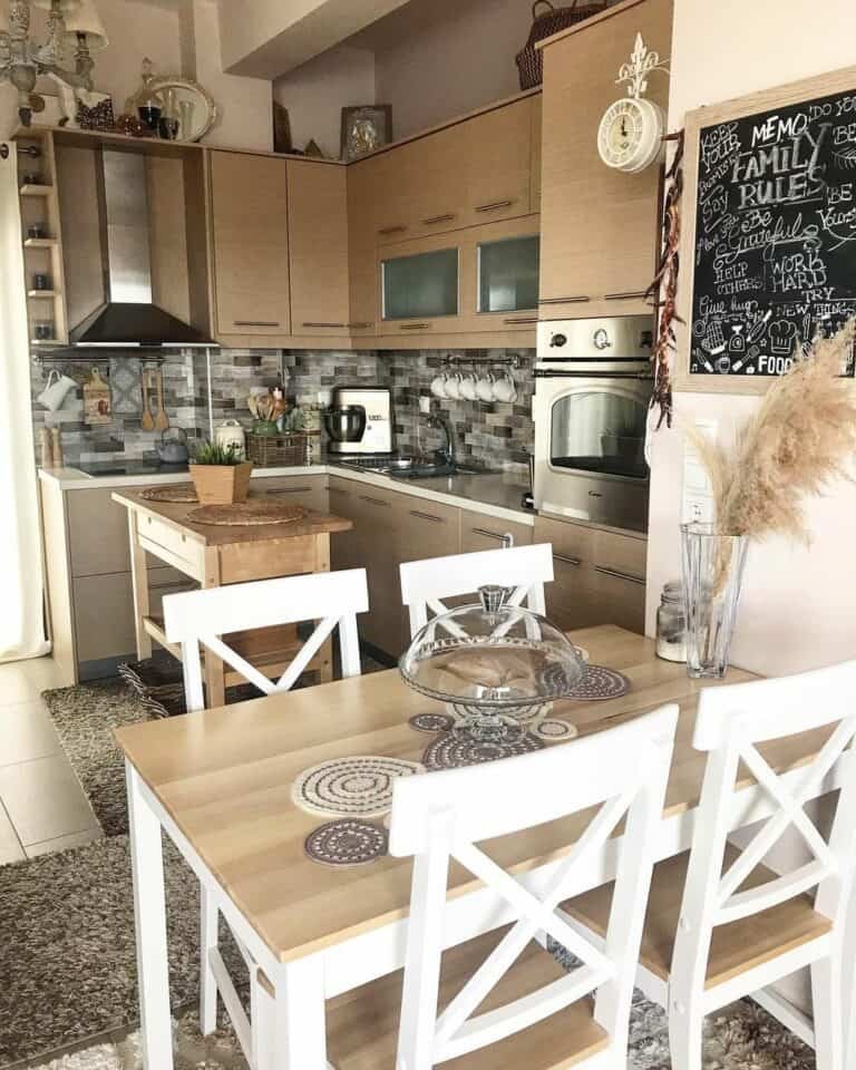 Neutral Cabinets with Gray Tiles