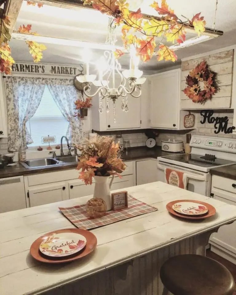 Orange and white fall decor