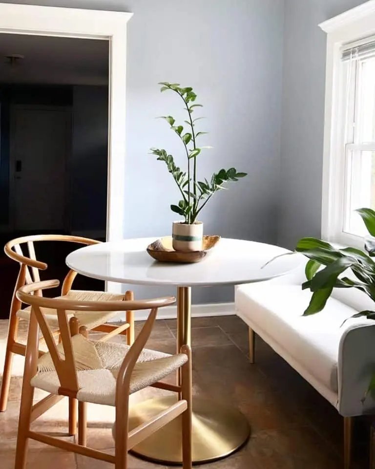 Rattan Chairs, Brass Table
