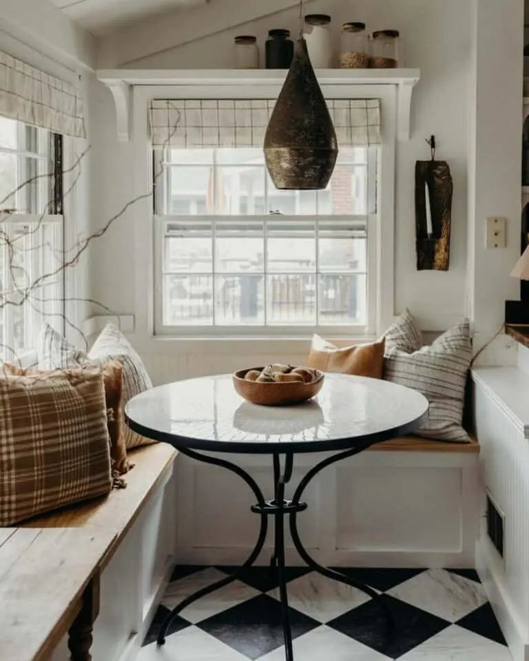 Retro Checkered Flooring with Bench