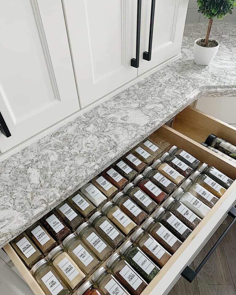 Spice drawer under counter